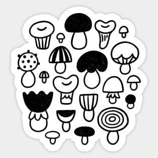 Funky doodle mushrooms Sticker